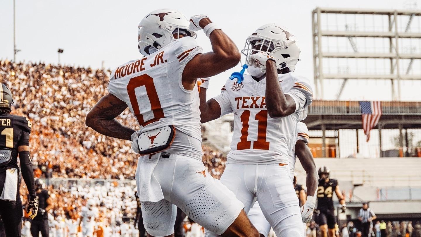 Texas celebrates touchdown against Vanderbilt