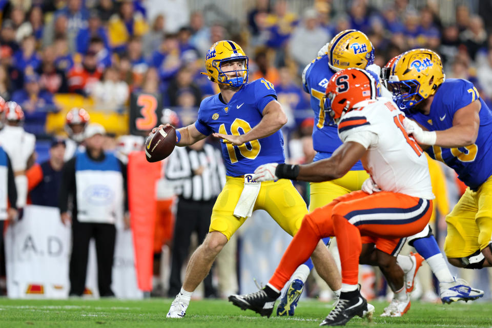 Eli Holstein and the Pitt Panthers have one of the highest-scoring offenses in college football this season. (Frank Jansky/Icon Sportswire via Getty Images)