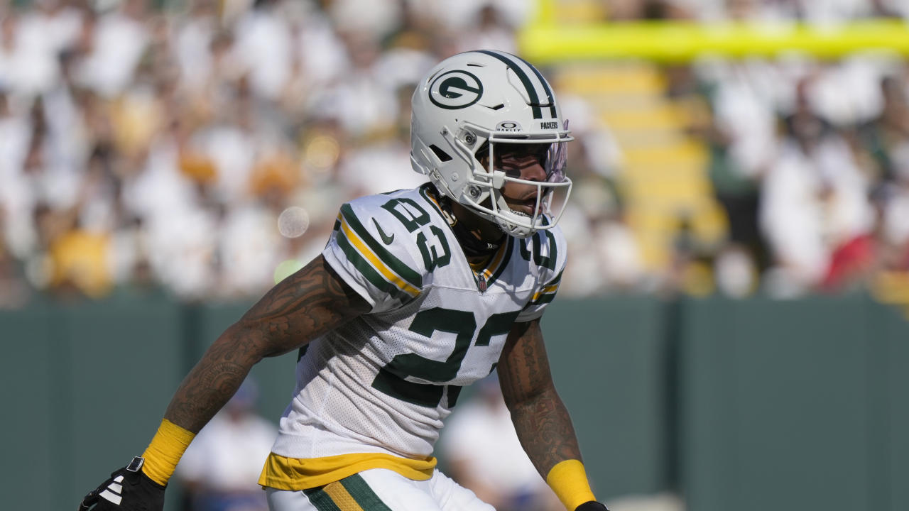 Green Bay Packers' Jaire Alexander during the first half of an NFL football game against the Houston Texans Sunday, Oct. 20, 2024, in Green Bay, Wis. (AP Photo/Morry Gash)