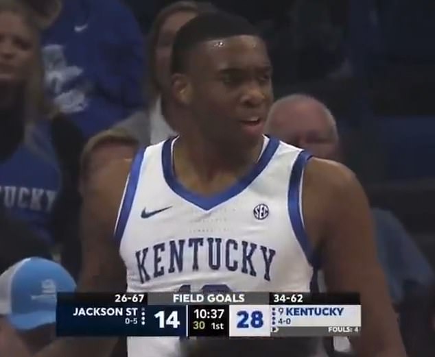 Kentucky forward Brandon Garrison was left bewildered and mouthed: 'What the f***?'