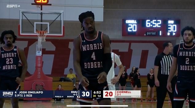 College basketball fans noticed a glaring mistake on Robert Morris' jerseys during their game
