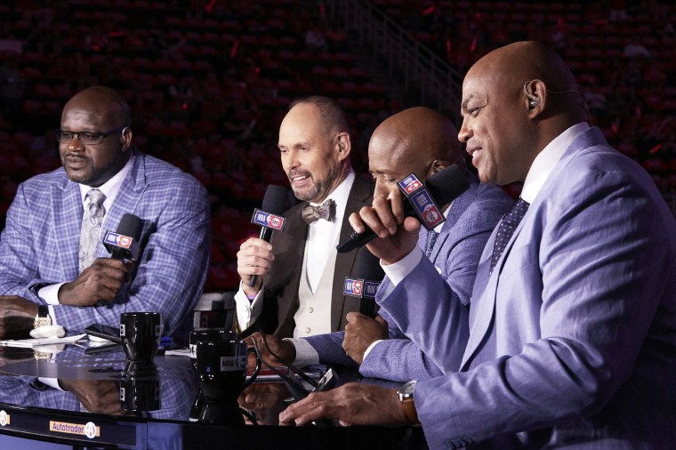 Shaquille O'Neal, Ernie Johnson, Kenny Smith, and Charles Barkley.