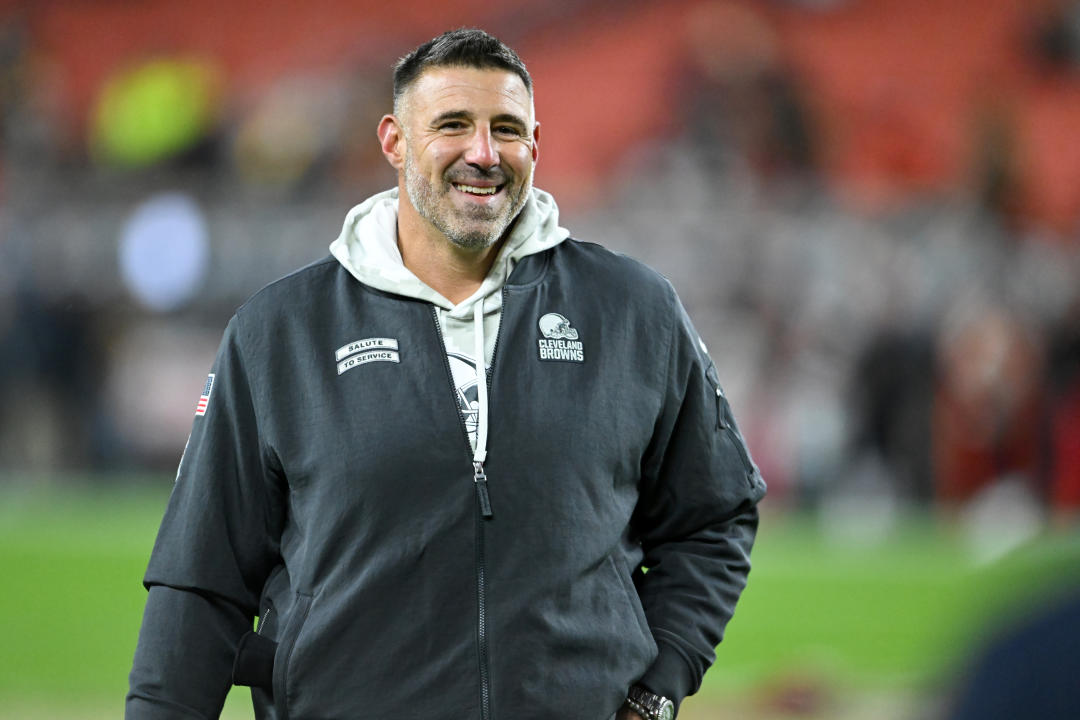 CLEVELAND, OHIO - NOVEMBER 21: Coaching consultant Mike Vrabel of the Cleveland Browns looks on prior to a game against the Pittsburgh Steelers at Huntington Bank Field on November 21, 2024 in Cleveland, Ohio. (Photo by Nick Cammett/Diamond Images via Getty Images)