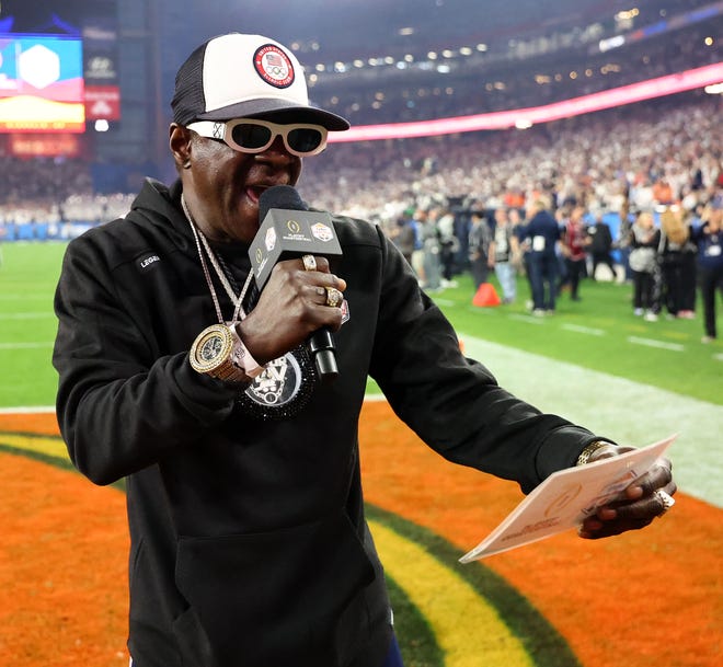 Hip Hop artist Flavor Flav attends the Fiesta Bowl at State Farm Stadium.