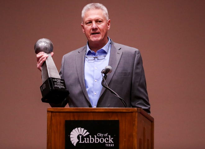 Jeff Berryman is named the 2025 Kal Segrist Award recipient during the College Baseball Foundation's First Pitch Luncheon, Thursday, Jan. 23, 2025, at the Lubbock Civic Center.