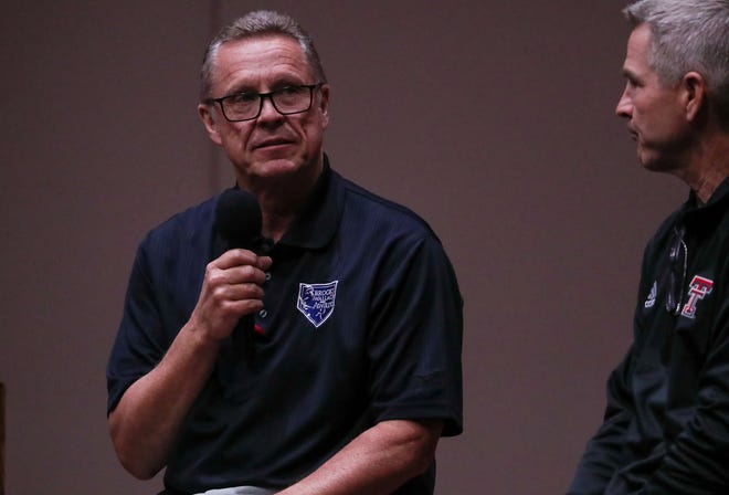 Mike Gustafson of the College Baseball Foundation speaks during the First Pitch Luncheon, Thursday, Jan. 23, 2025, at the Lubbock Civic Center.