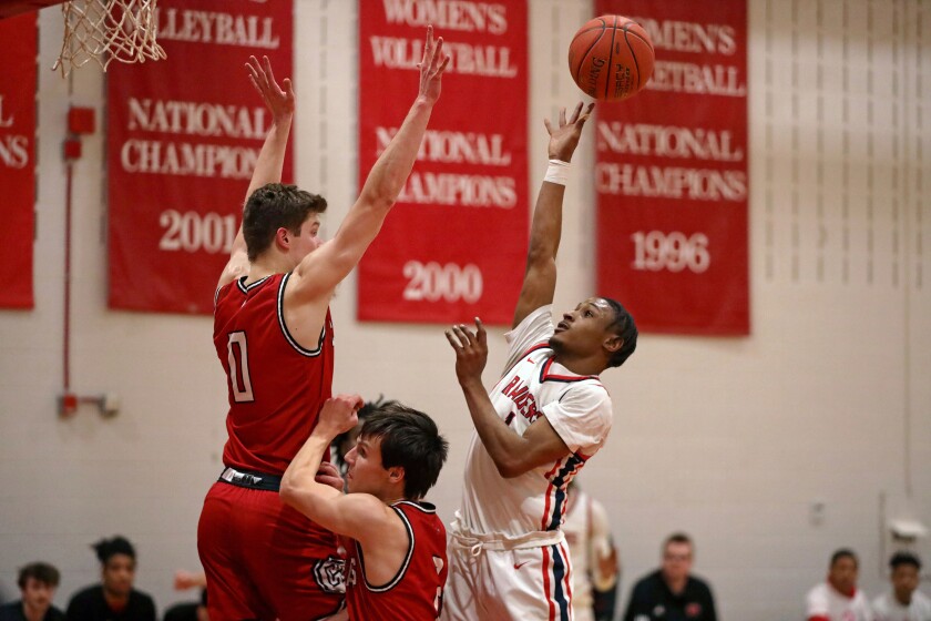 Central Lakes College's Jakobe Jones shoots the ball against Hibbing on Wednesday, Feb. 5, 2025, in Brainerd.