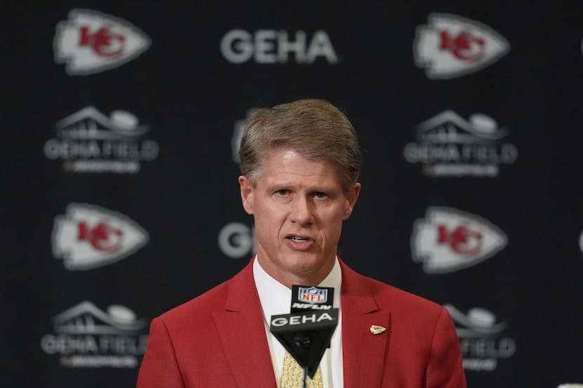 Kansas City Chiefs owner Clark Hunt speaks during a news conference following an NFL...