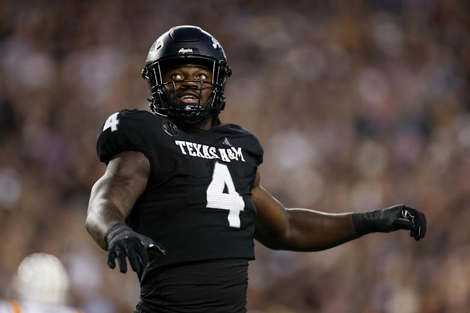 Texas A&M pass rusher Shemar Stewart's traits are off the chart, even if his production is not. (Photo by Tim Warner/Getty Images)