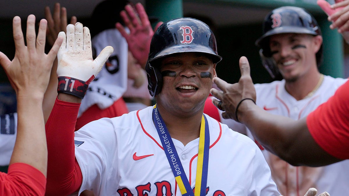 Rafael Devers in the dugout