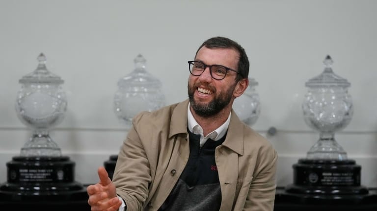 Andrew Luck, general manager of the Stanford football team, speaks...