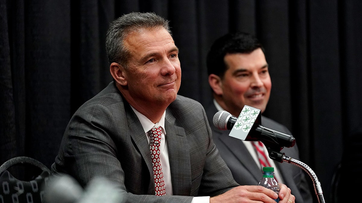 Urban Meyer at a press conference