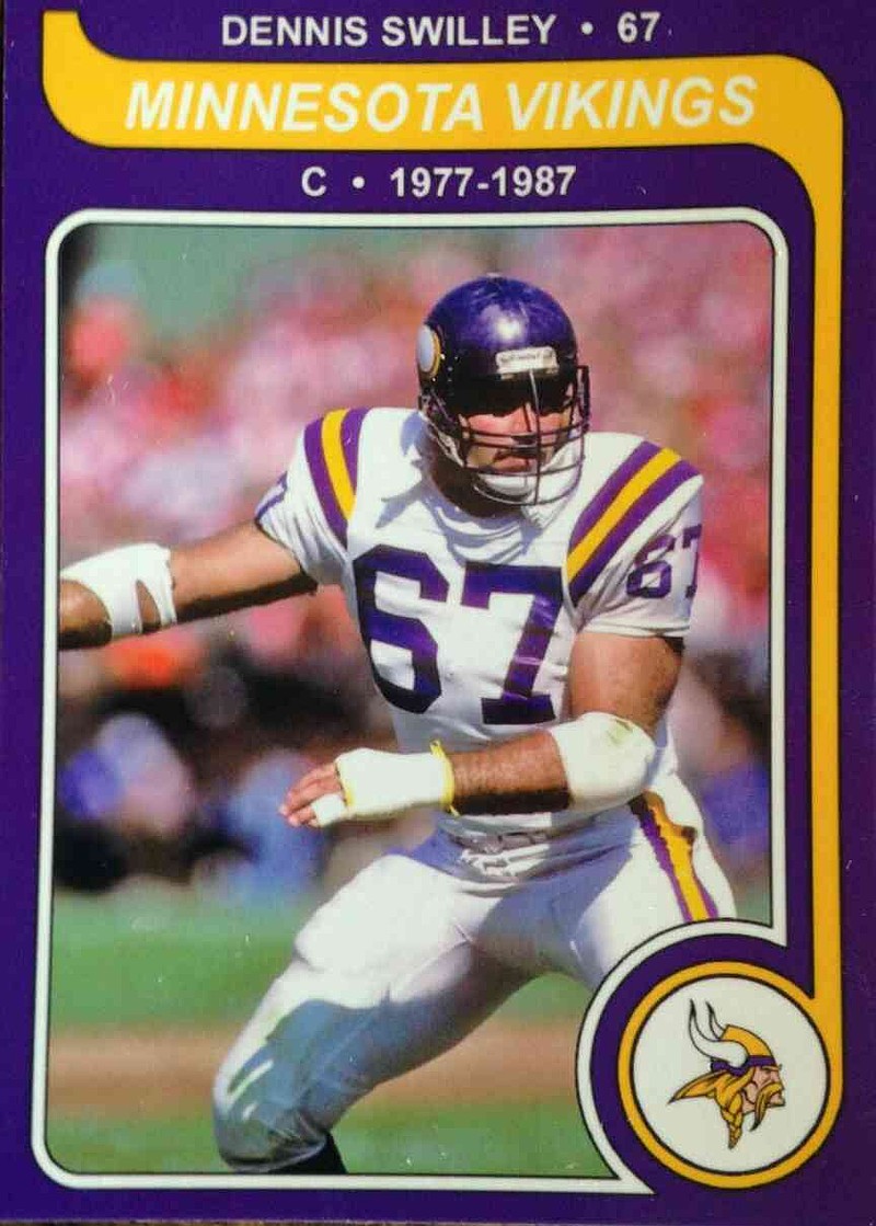 Dennis Swilley's trading card following a decadelong career with the Minnesota Vikings. (Courtesy of Dennis Swilley)