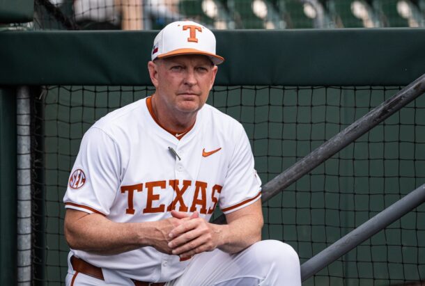 Texas coach Jim Schlossnagle watches his team.