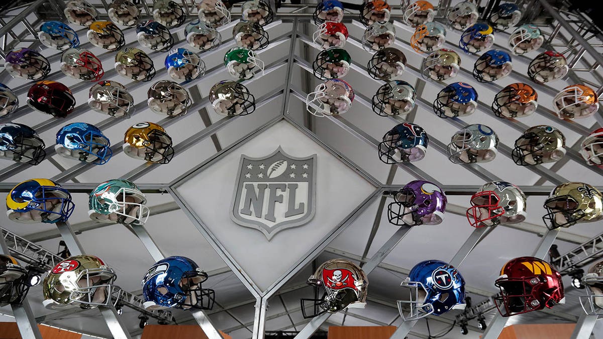 NFL Draft wall of helmets