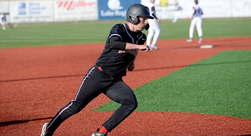 Alexandria Tech freshman and Montevideo grad Cooper Dack races home for a run during Game 2 of an MCAC doubleheader against Ridgewater on Friday, May 2, 2025 at Klemmetson Field in Willmar.