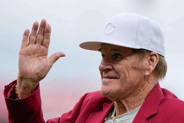 Pete Rose reacts.