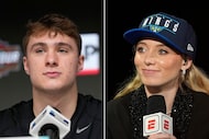 Duke forward Cooper Flagg (left) and Dallas Wings guard Paige Bueckers. Photos from The...