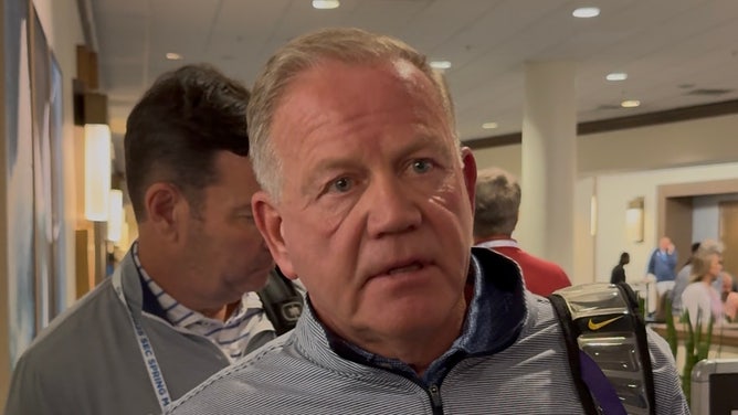 LSU head coach Brian Kelly meets with the media at SEC Spring meetings Via: Trey Wallace
