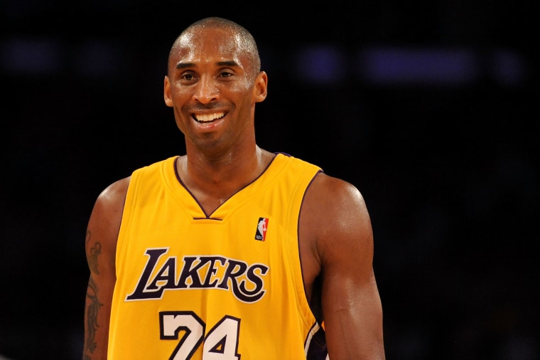 Kobe Bryant #24 of the Los Angeles Lakers smiles