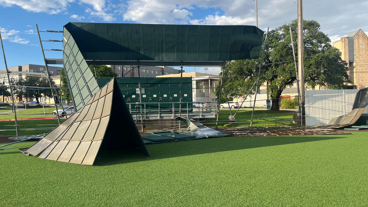 LOOK: University of Texas baseball field takes damage from storm, regional play still on schedule