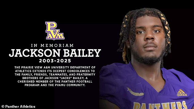 Jackson Bailey has died at the age of 22, Prairie View A&M announced earlier this week