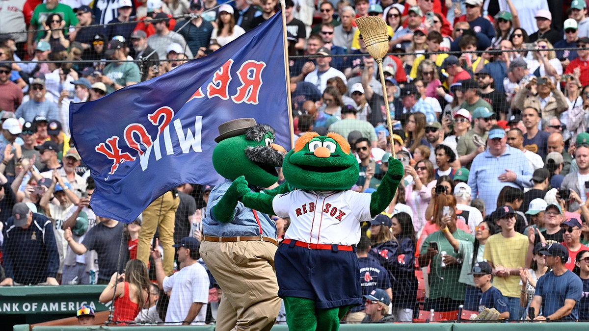 Red Sox mascots celebrate win